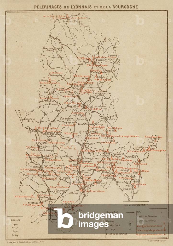 Pélérinages du Lyonnais et de la Bourgogne (lithographie en couleur)