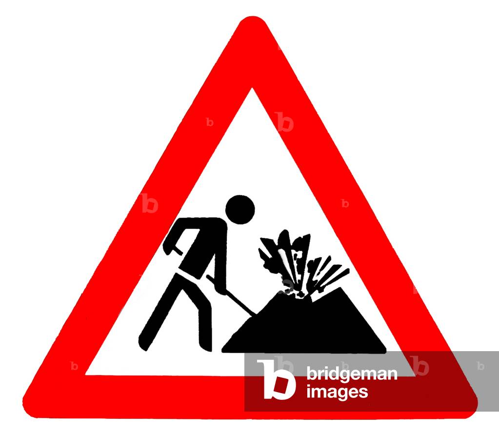 Volcano Worker, 1992 (silkscreen print on metal street sign)