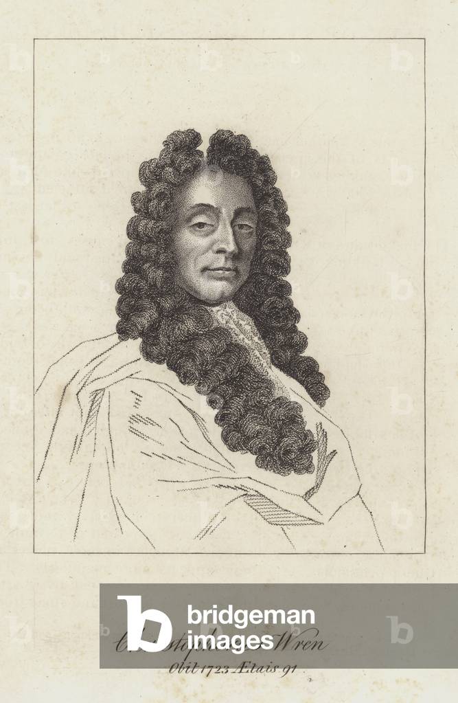 "Sir Christopher Wren (Gravur)" von English School