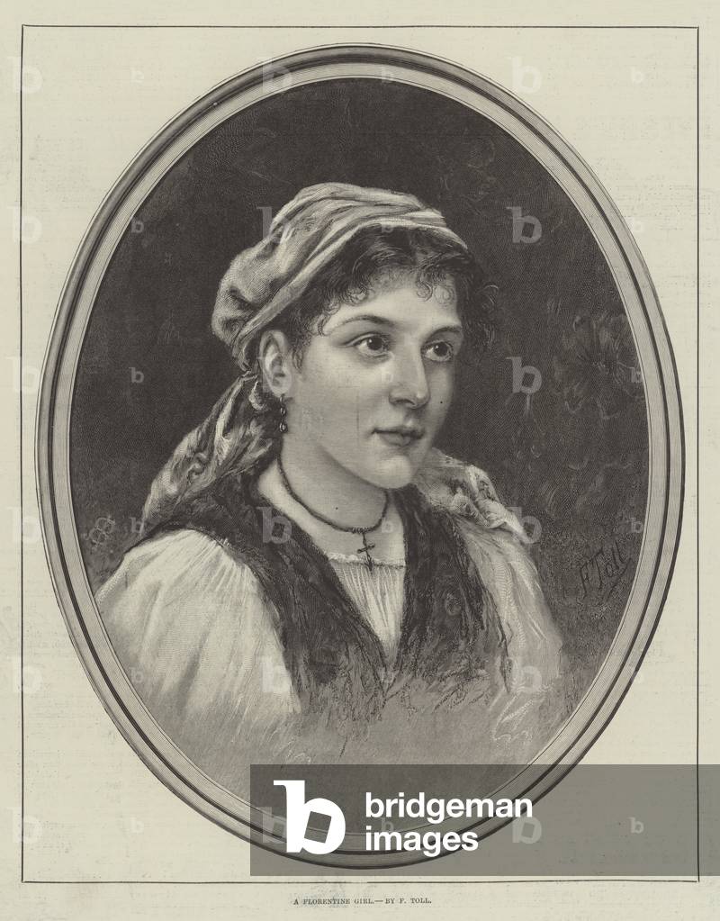 "Ein Florentiner Mädchen (Gravur)" 1893 von English School, b/w