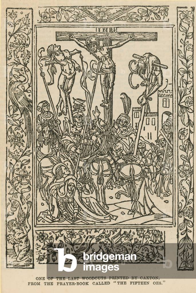"Una delle ultime xilografie stampate da Caxton (incisione)" di English School, b/w