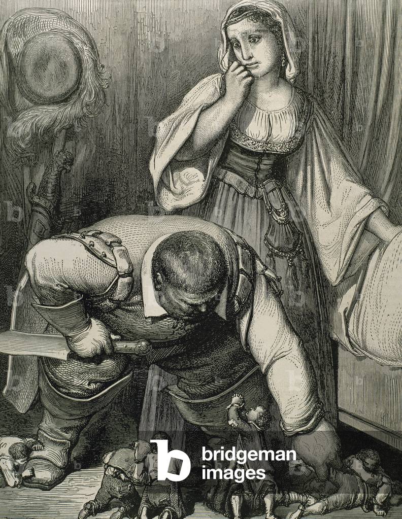 "Charles Perrault (1628-1703). Scrittore francese. Tom Pollice (incisione)" di Gustave Dore, b/w