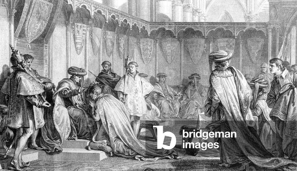 "Institution des Goldenen Vlies Ordens von Philipp Herzog von Burgund 10. Januar 1429" 1701, b/w