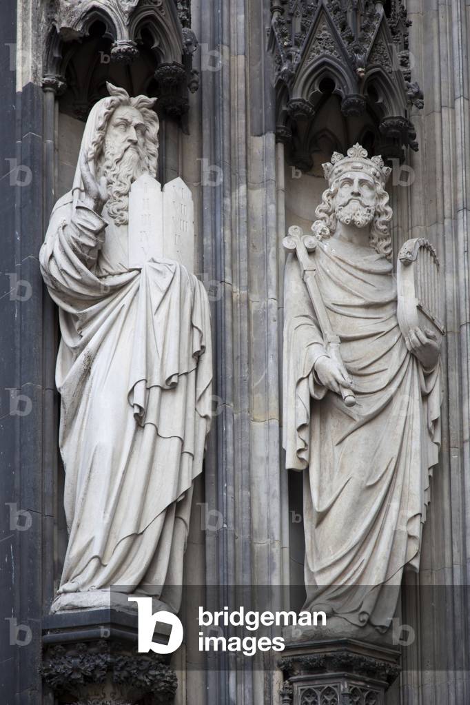 Mosè e Re Davide, Portale di Maria, facciata occidentale, Cattedrale di Colonia, Germania, 2010 (foto)