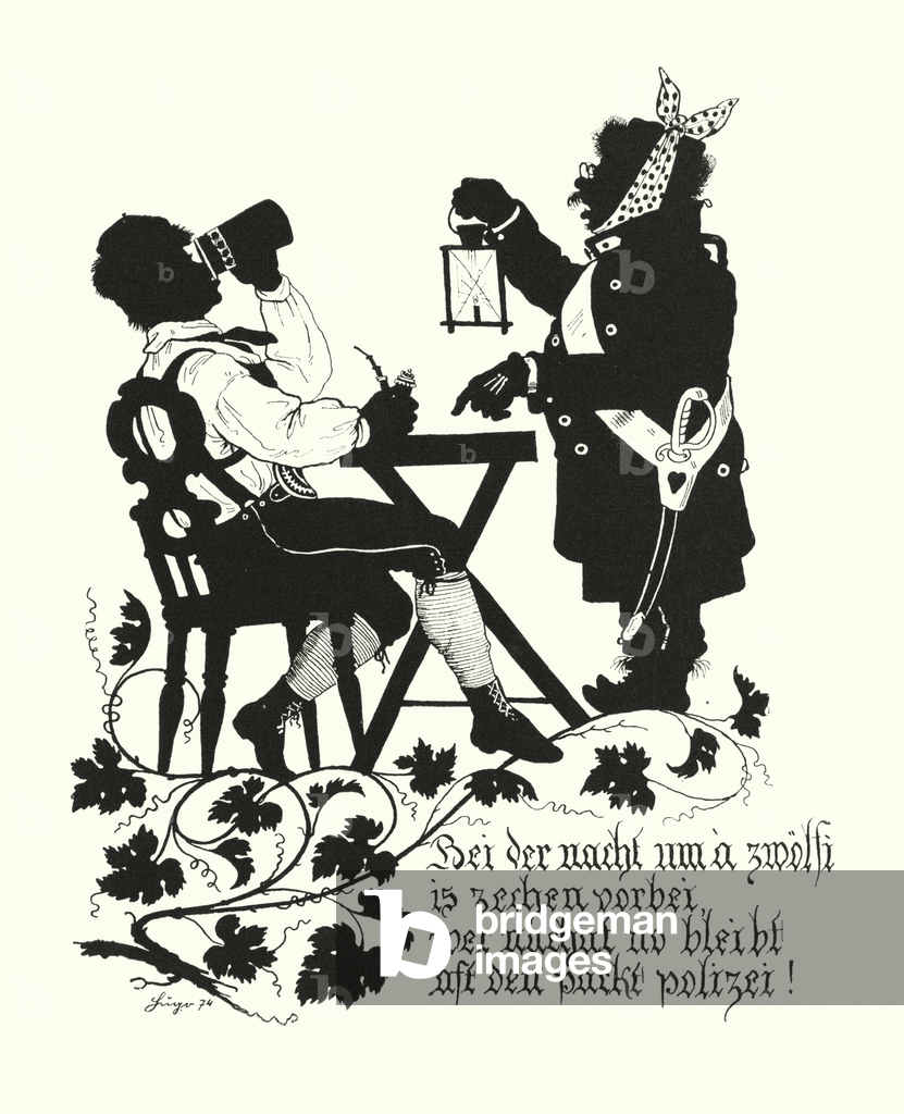 Bild von Druck "Scherenschnitt von Hugo Strohl (Litho)" 1801 von Hugo Gerard Strohl
