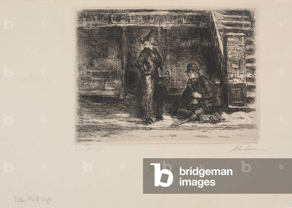 Ragazza e mendicante, 1910 (acquaforte su carta)