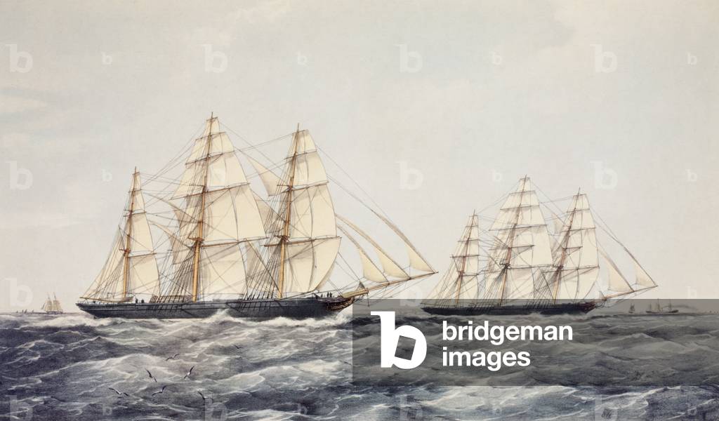 Le tosatrici Taeping (a sinistra) e Ariel (a destra) in The Great Tea Race del 1866, dalla Cina a Londra (colo