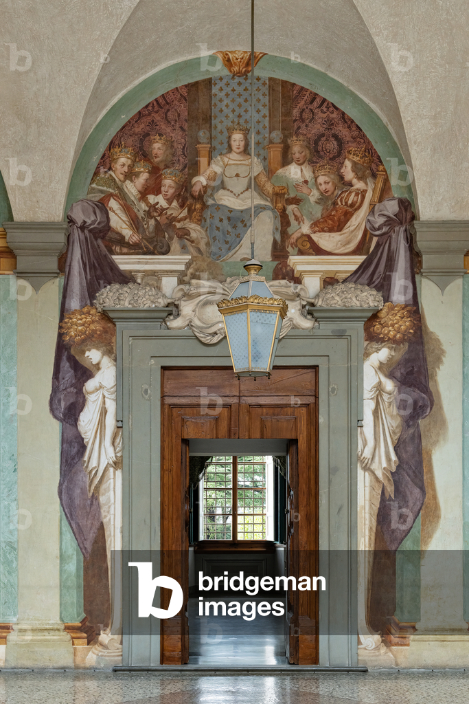 Catherine De’ Medici and her Children, 1636-47 (fresco)Catherine de' Medici, on a throne with the back draped 