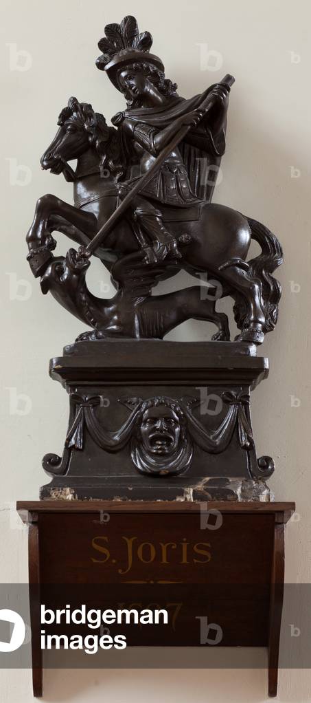 "Pfarrkirche (Sint-Bavokerk). Innere. Bildhauerei. St. George (Sint-Joris). Gemalter Stein."