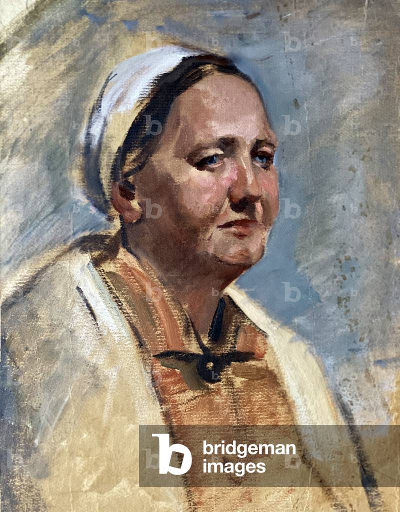 Worker Woman, 1956 (Öl auf Karte)