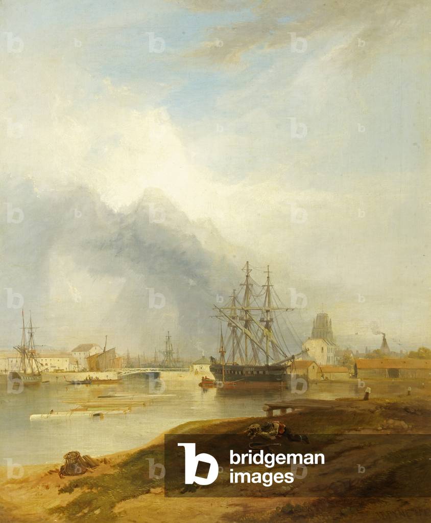 Bristol Docks with the Church of St Mary Redcliffe in the distance