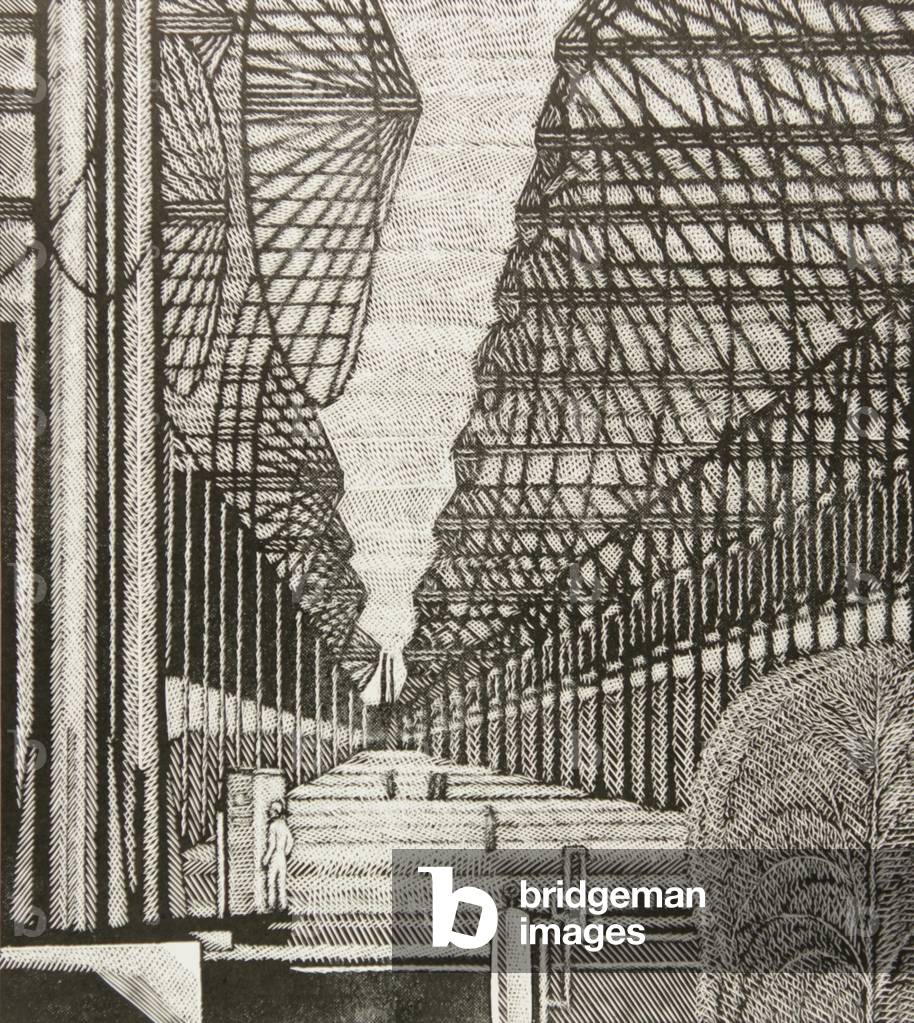 Paysage avec antenne, 1976 (linocut)