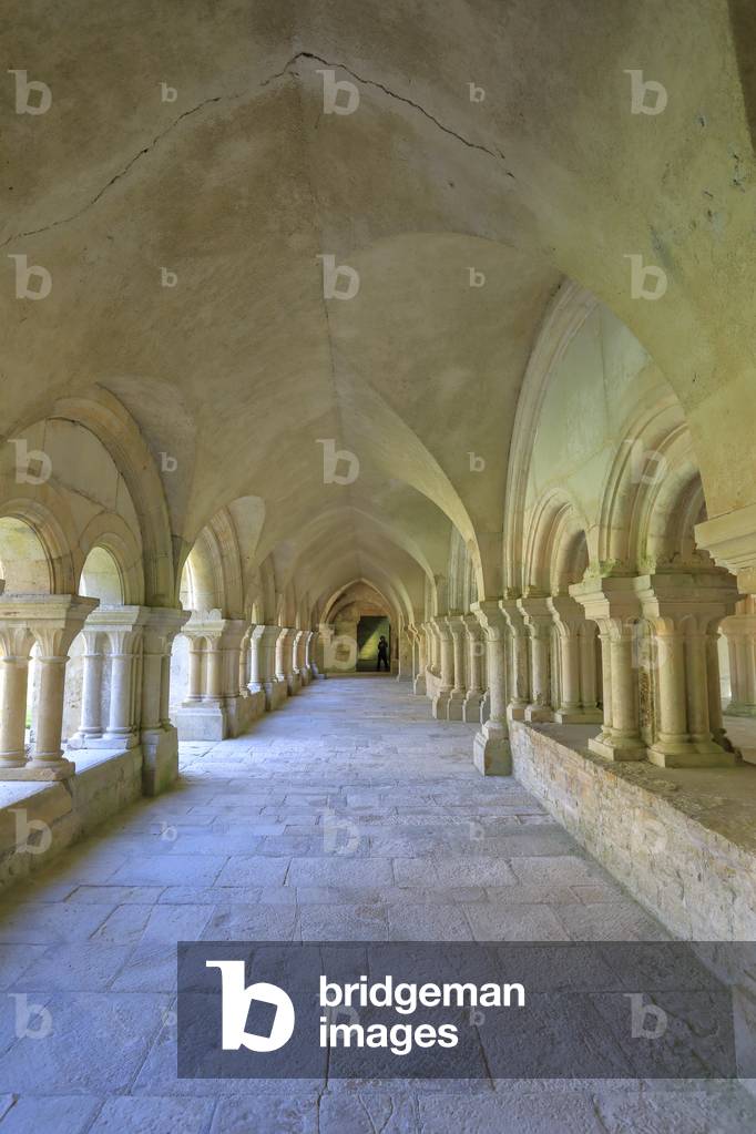 Abbey of Fontenay. The cloister, interior (photography)