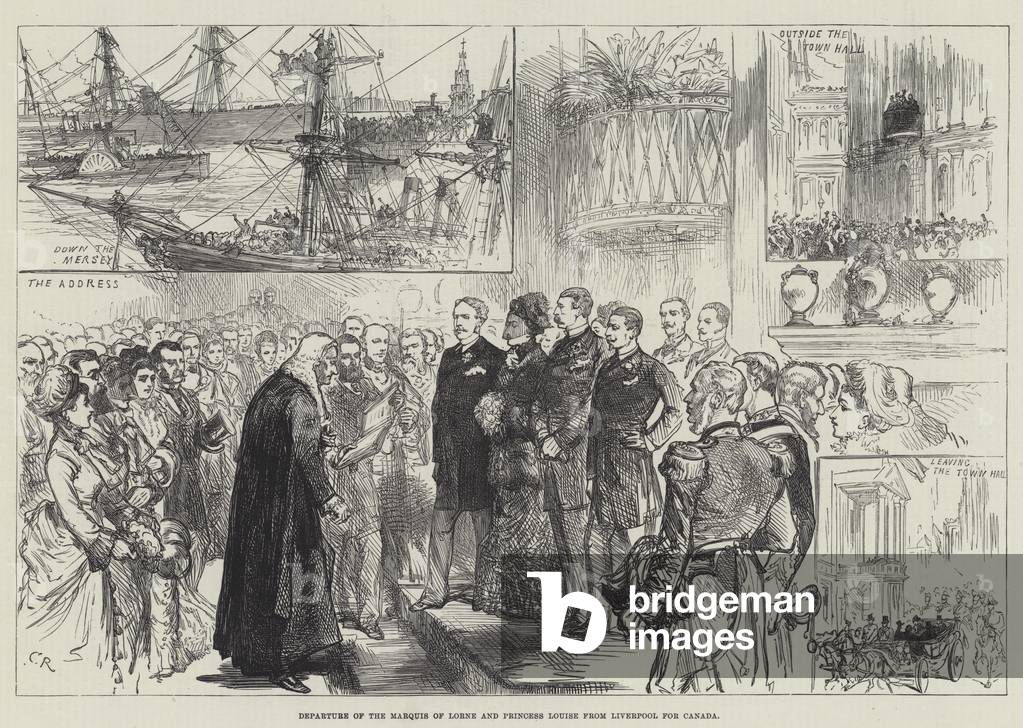 Departure of the Marquis of Lorne and Princess Louise from Liverpool for Canada (engraving) by Charles Robinso