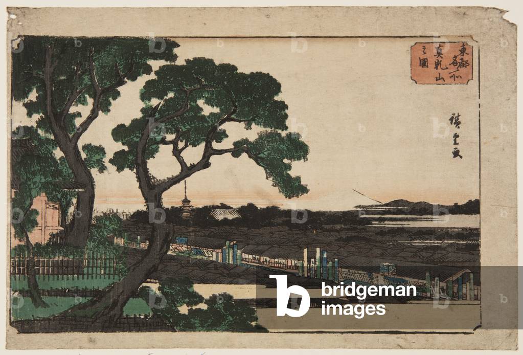 "Ansicht von Matsuchiyama (Matsuchiyama no zu) (farbiger Holzschnitt-Druck)" 1840 von Ando or Utagawa Hiroshig