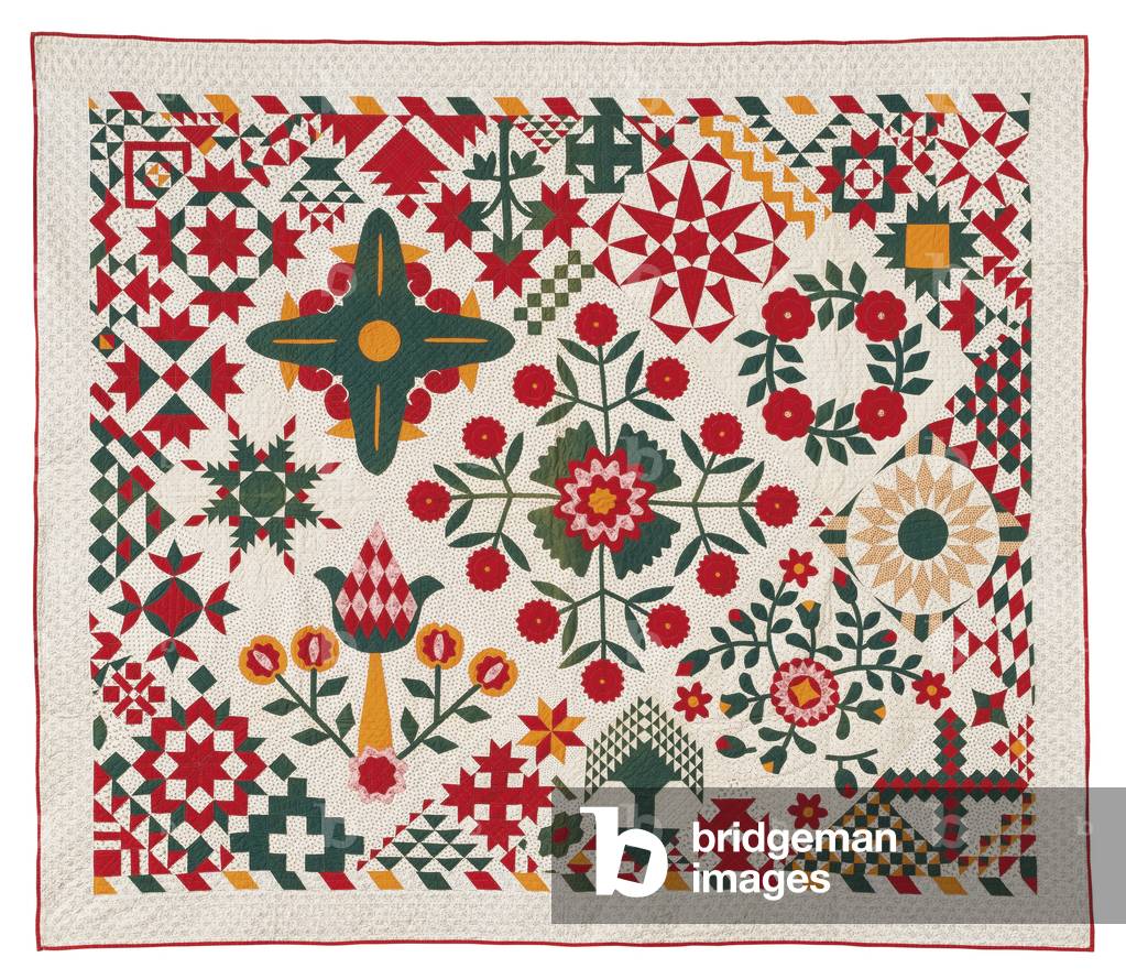 A Floral Applique Quilt by American Artist