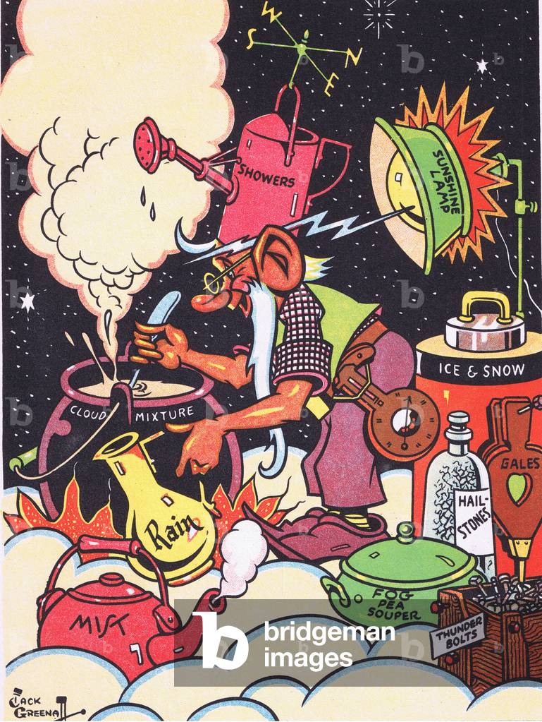 L'uomo meteo, da Jolly Days in the Country pubblicato da Blackie & Son Ltd, 1949 (colore lito)