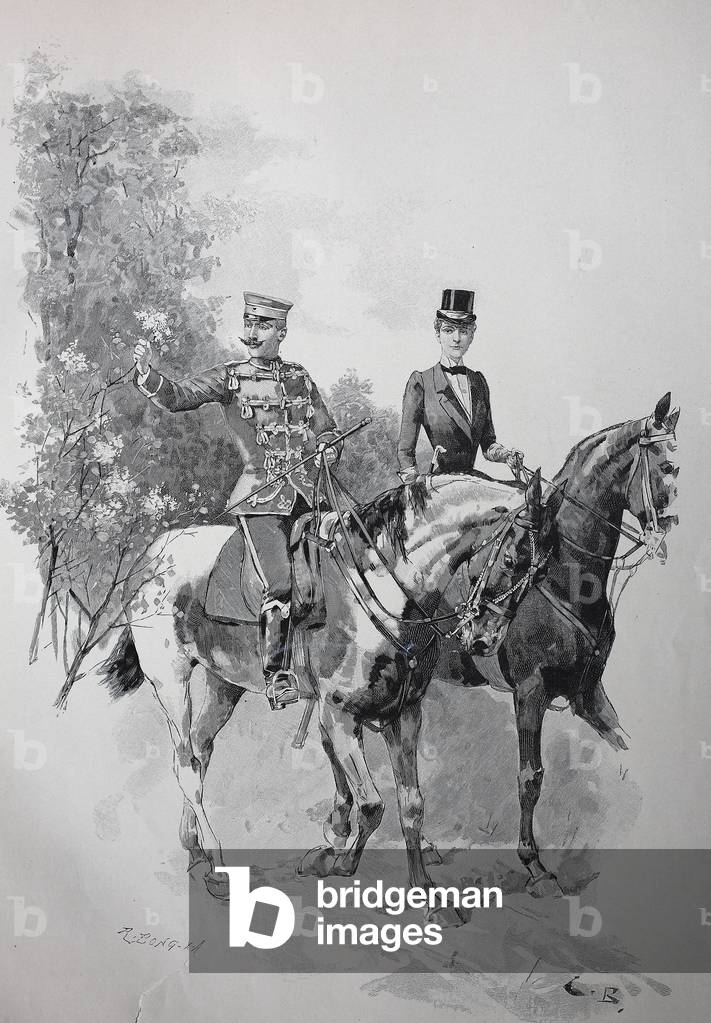 "Eine gemeinsame Fahrt des Sergeanten mit seiner Frau" 1880