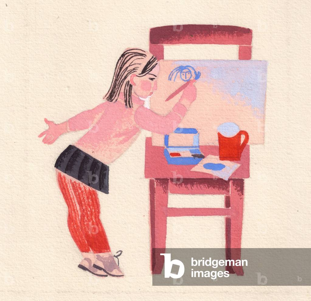 Illustration aus 'Sit Down and Liste' von Silva Kaputikyan, 1969 (Gouache auf Papier)