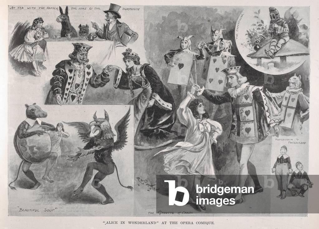 «Alice nel paese delle meraviglie» al comique dell'opera. Scene della storia.