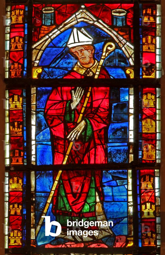Window w205 depicting a bishop (stained glass) by French Artist