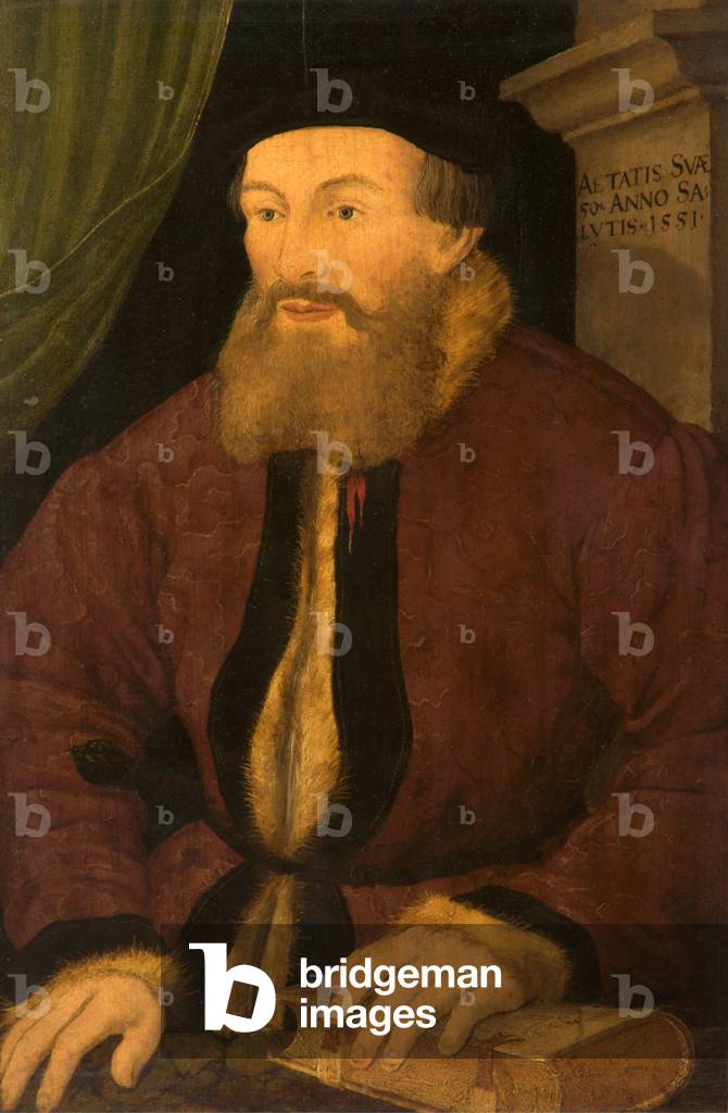 Immagine di Dipinto "ritratto di una uomo", 1551 di Flemish School, b/w