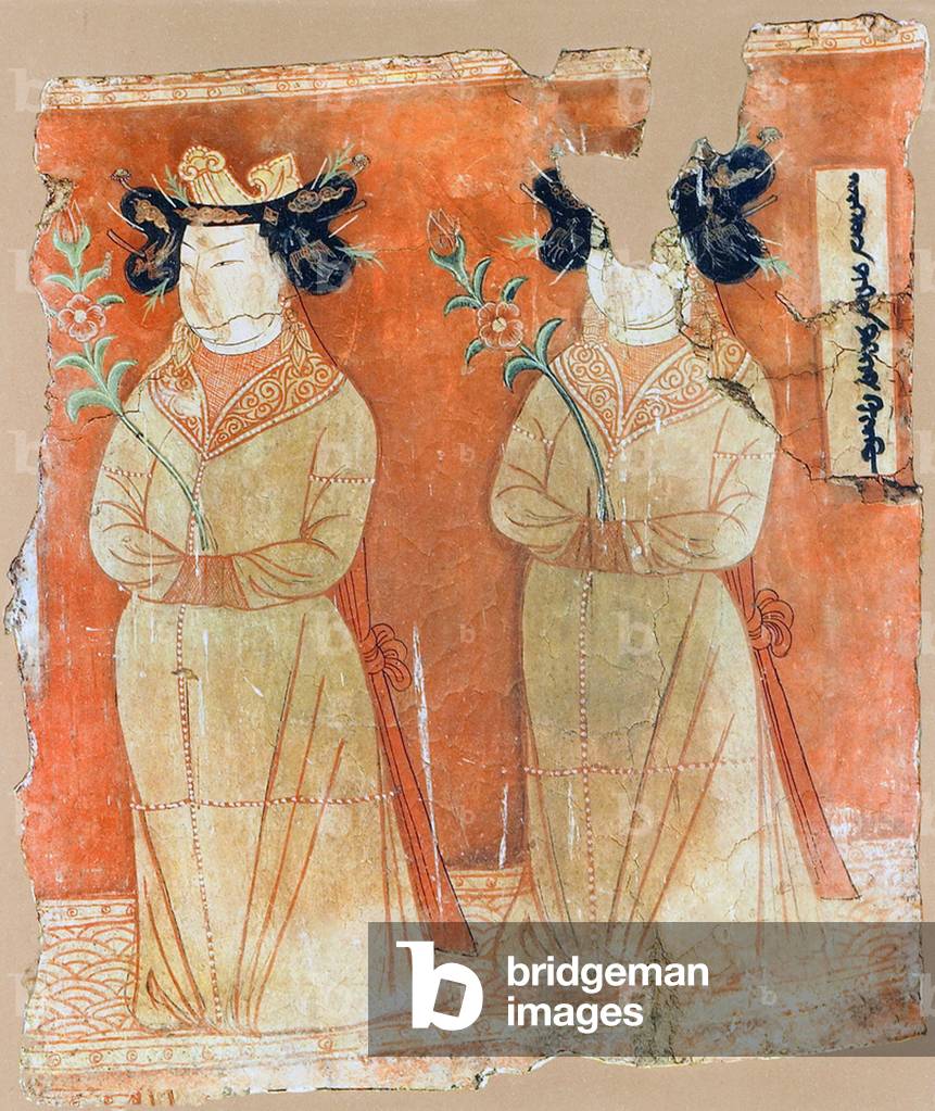 China: Bezeklik Thousand Buddha Caves, Turfan, Xinjiang: Uigurische Prinzessinnen, Höhle 9, 8. bis 9. Jahrhund