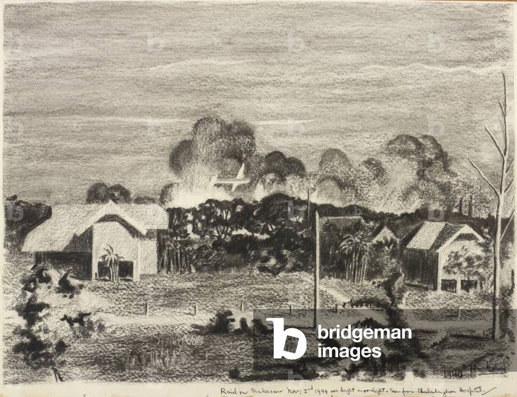 The Raid in Bright Moonlight on Makasan by L. Hinshelwood, b/w