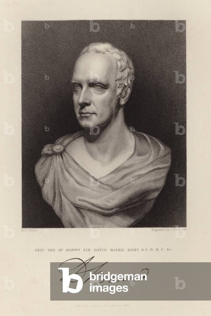 Le très honorable Sir David Baird (gravure) par English School, b/w