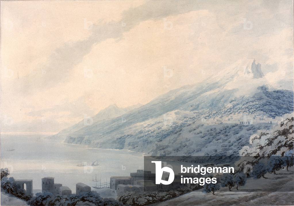 The Gulf of Salerno - Raito from Vietri (pencil & w/c on paper)