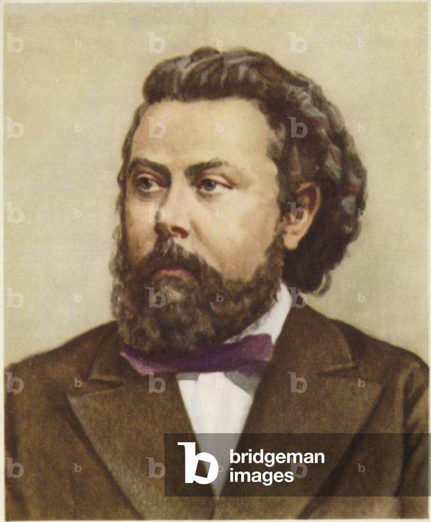 Portrait of Modest Mussorgsky (colour litho)