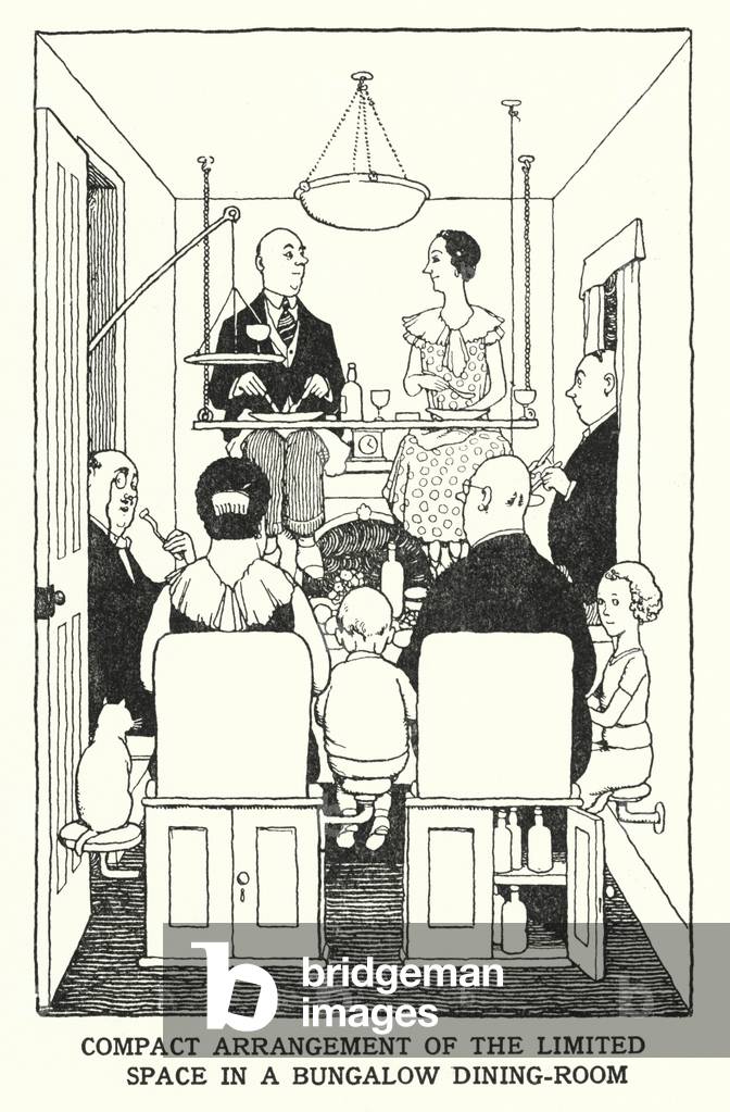 Disposizione compatta dello spazio limitato in una sala da pranzo del bungalow (lito)