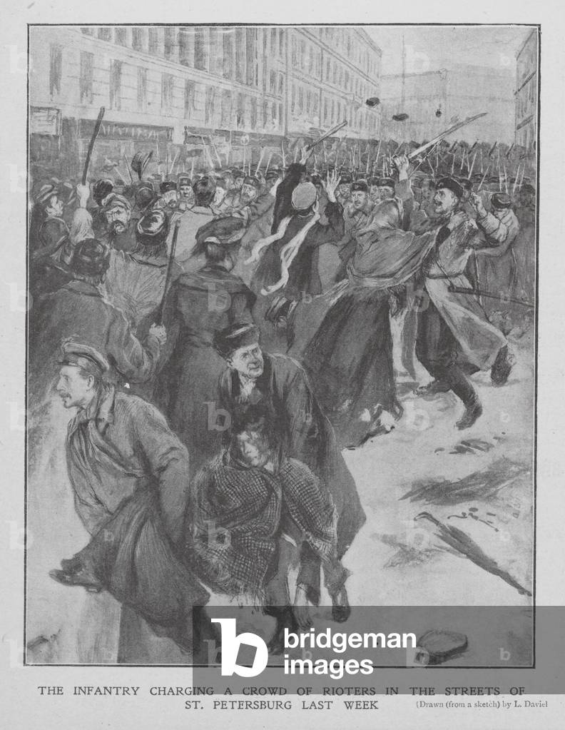 Bild von Druck "Infanterie stürmt Demonstranten an" 1901 von English Photographer