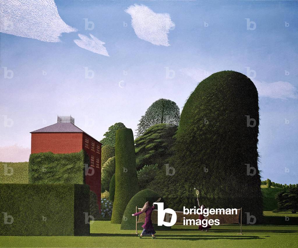 Das Badminton Spiel, 1972-73 (Öl auf Leinwand)