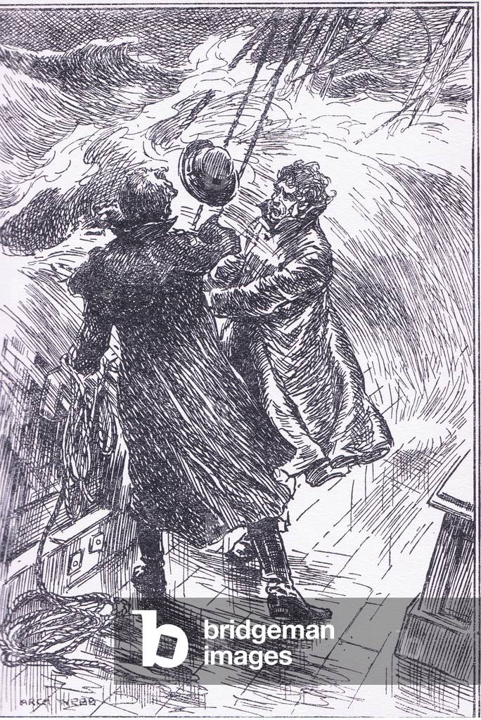 Immagine di Stampa "Pronto aveva appena tempo di aggrapparsi con entrambe le mani" 1900 di Archibald Webb