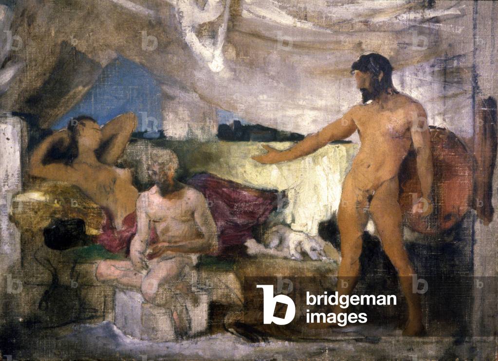 Trojanischer Krieg : Achille und Priamos, König von Troja, ca. 1850 (Skizze)