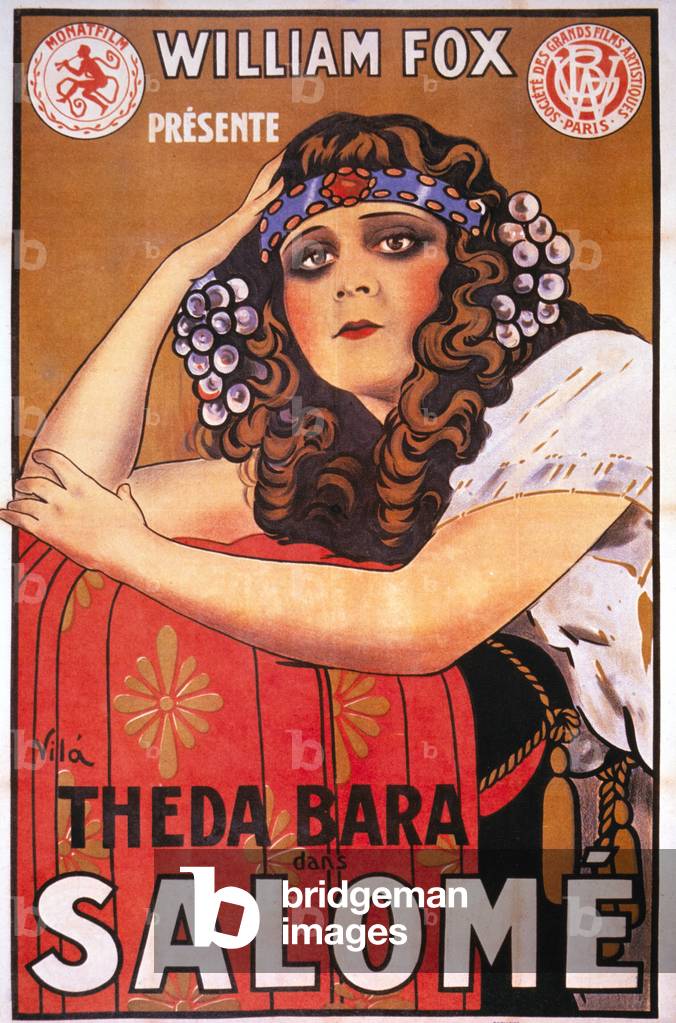 Theda Bara auf Filmplakat für den Stummfilm 'Salome', 1918