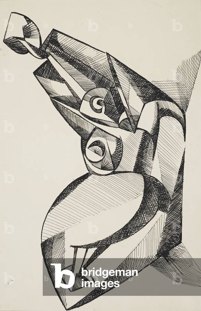 Schizzo di 'Uccello Inghiottire un Pesci', 1914 (circa) (disegno)