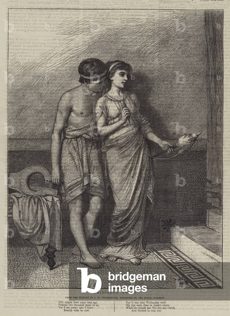 "Whispered Words (Gravur)" von John William Waterhouse, b/w