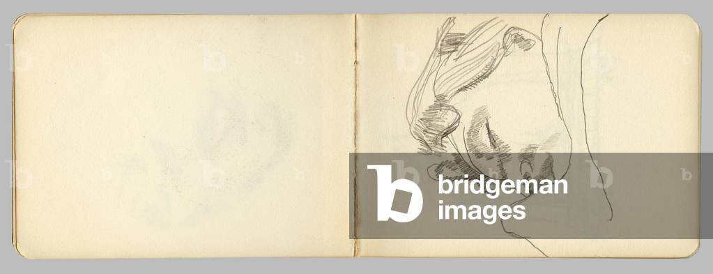 Page from a sketchbook by Lucian Freud, b/w