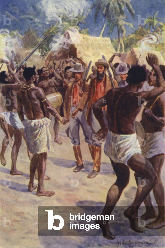 Illustration for The Gorilla Hunters by R M Ballantyne (colour litho)