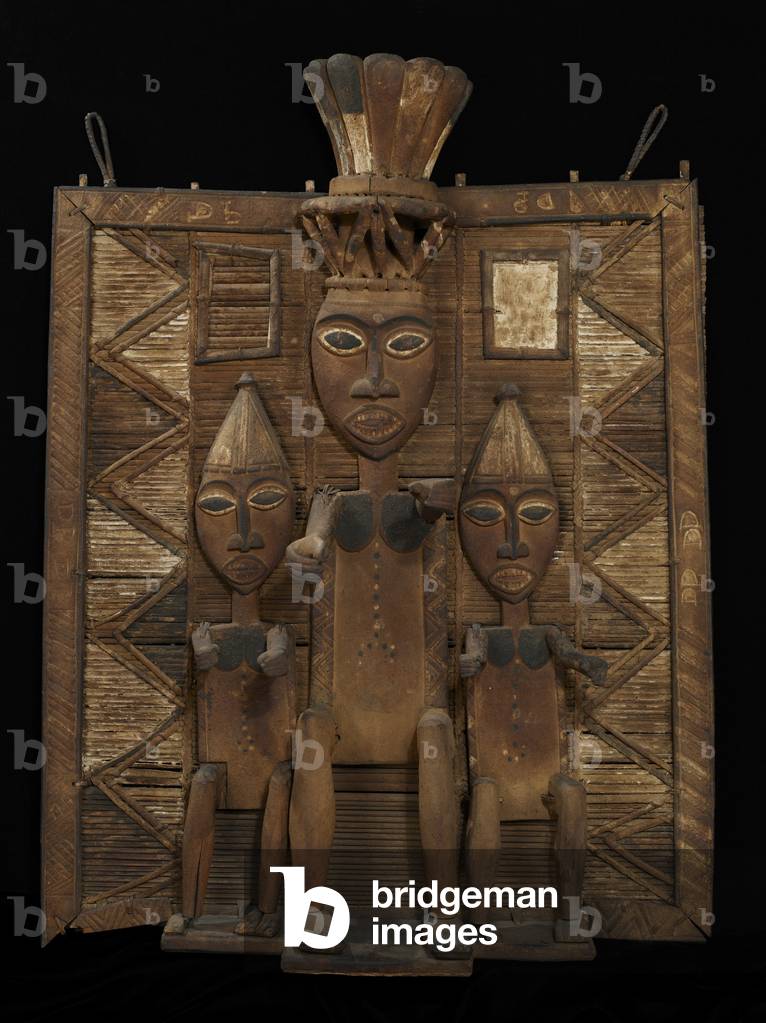 Funerary screen, late 19th century (wood, raffia & pigment)