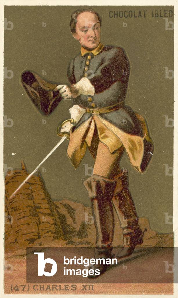 "Carlo XII di Svezia (cromolito)" 1801 di French School