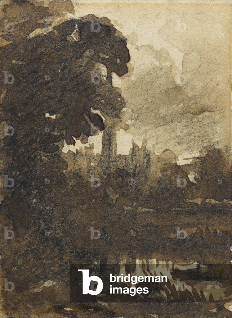 "Cattedrale di Salisbury da nord-ovest", c.1830-39 di John Constable, b/w