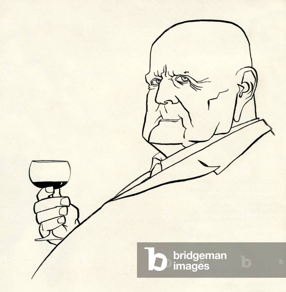 Image of Drawing depicting Jean Sibelius as an old man by John Minnion by John Minnion, b/w