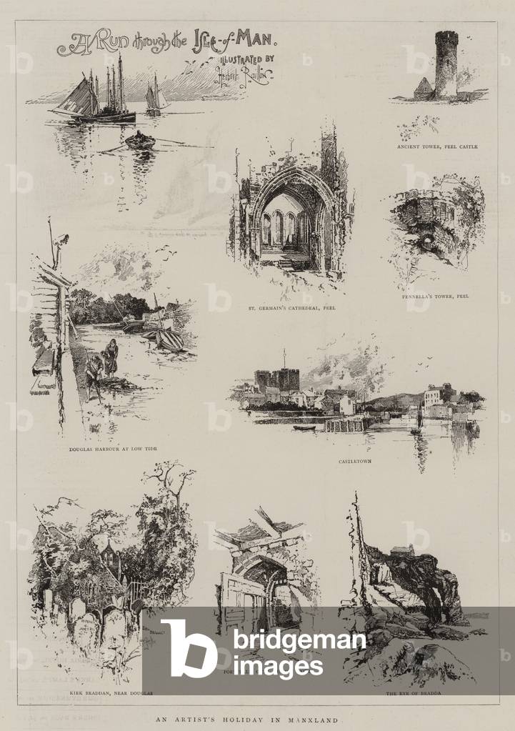 A Run through the Isle-of-Man (engraving) by Herbert Railton, b/w
