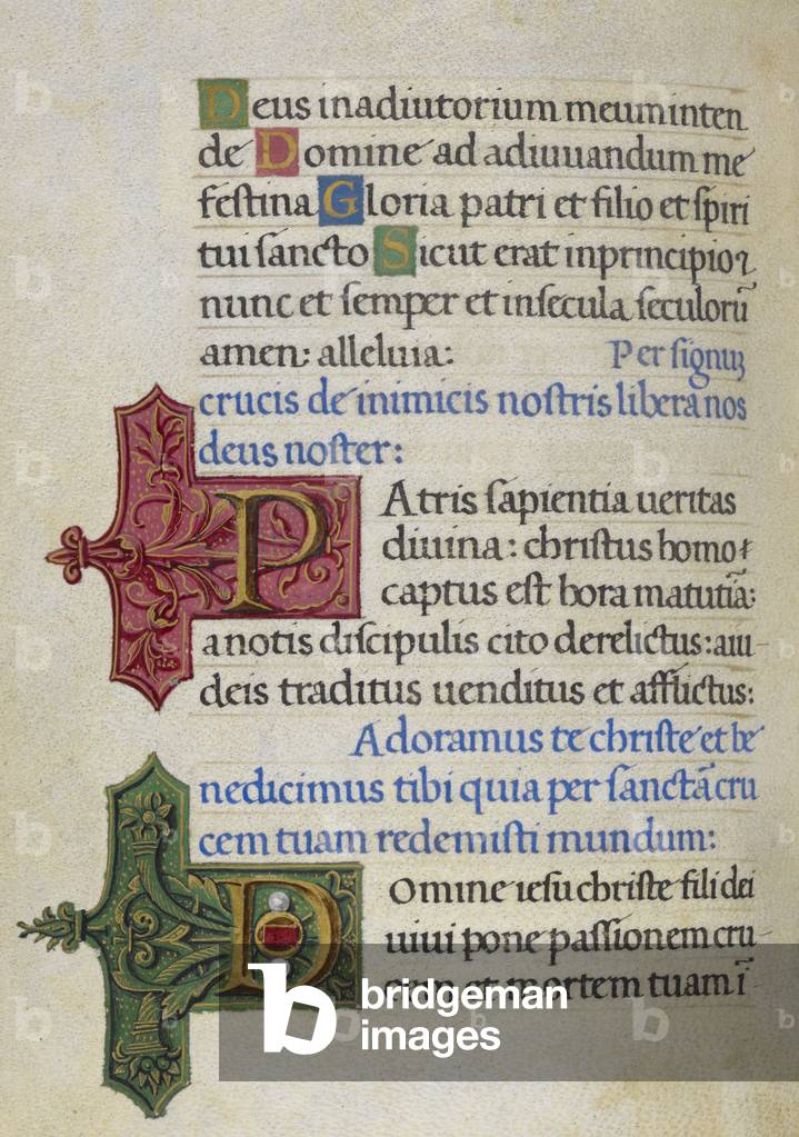 Page de texte ; initiales “P” et “D”