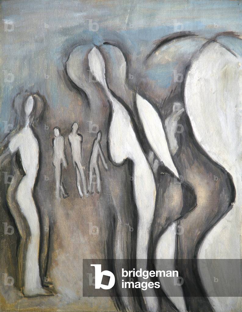 Bild von Gemälde "Figuren gegen eine Landschaft 2" 1950 von Evan Walters