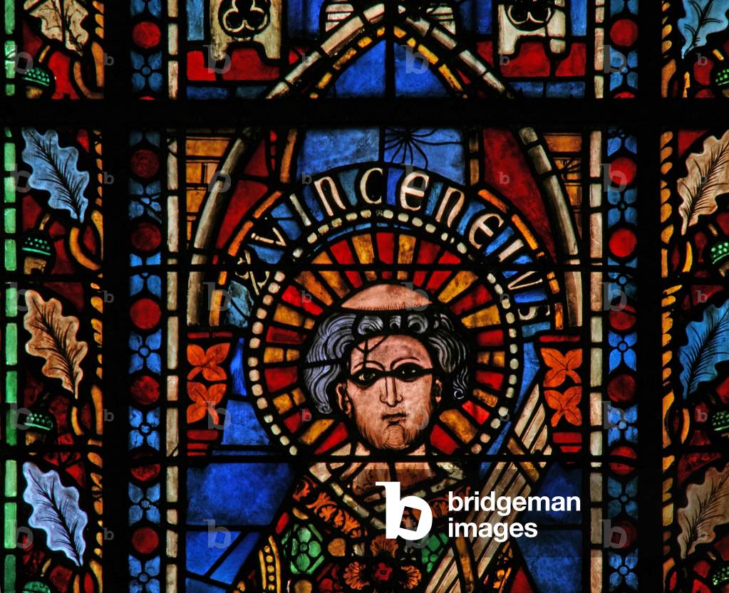 Window w201 depicting St Vincent (stained glass) by French Artist