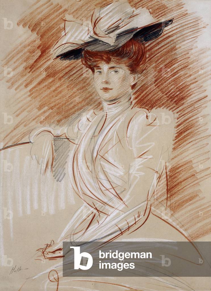 Madame Helleu au Chapeau (matita e gessetti colorati su carta)